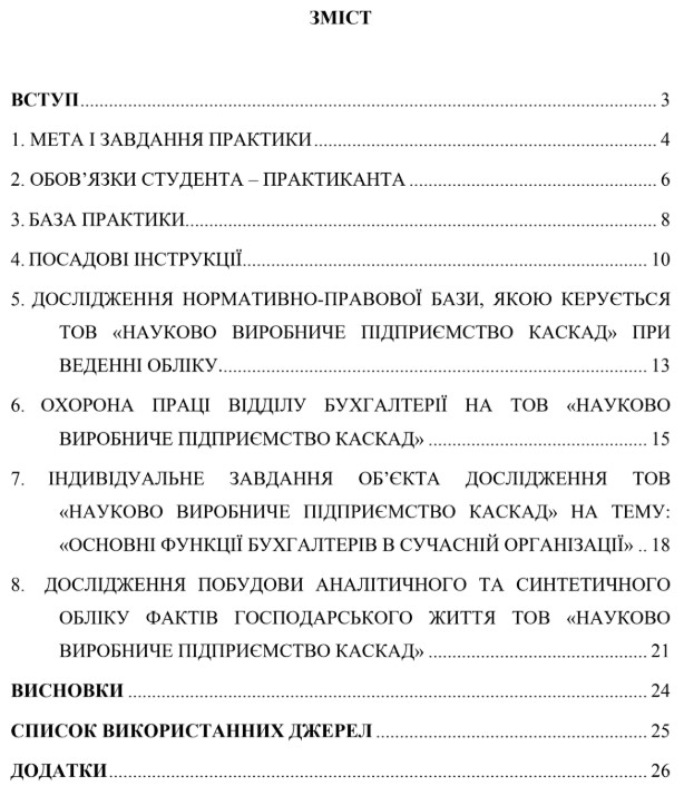 Зміст у звіті відображає структуру роботи 2-картинка
