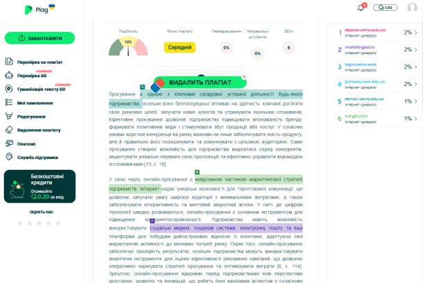 звіт перевірки тексту на плагіат Plag-картинка