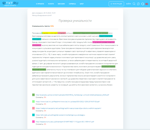 звіт про перевірку плагіату eTXT Антиплагіат - картинка
