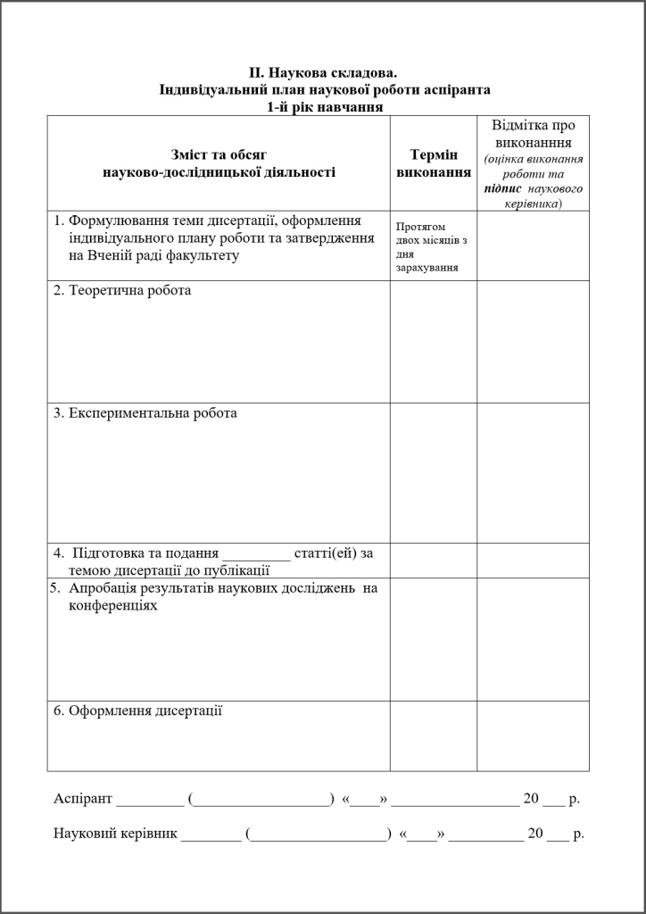 Образец индивидуального плана научной работы аспиранта 1 год - картинка