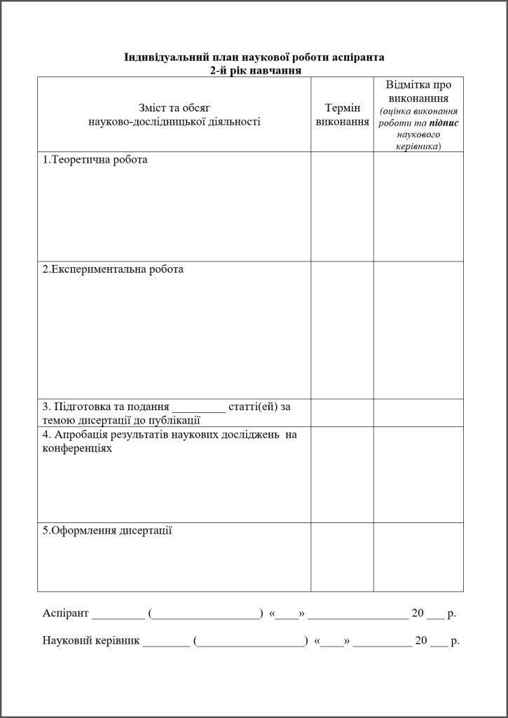 Образец индивидуального плана научной работы аспиранта 2 год - картинка