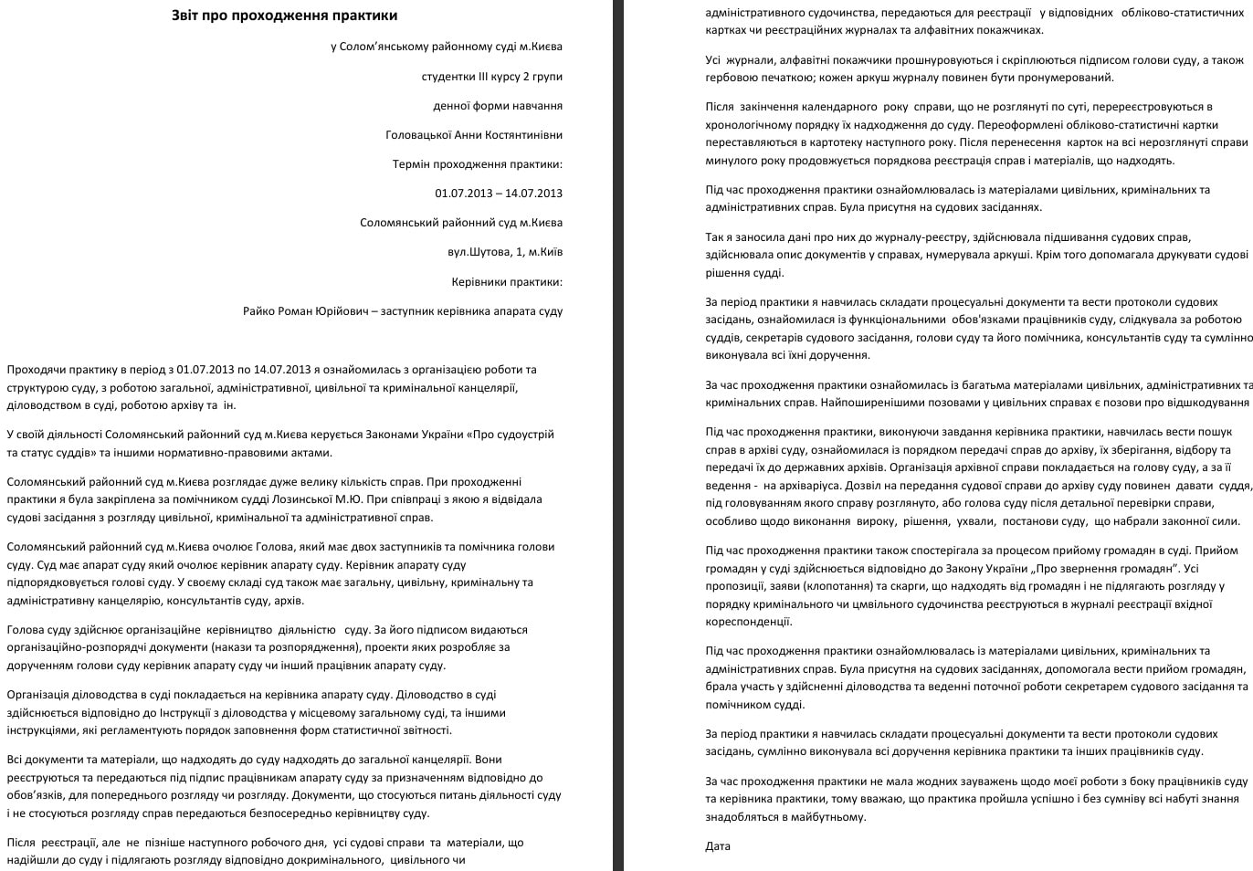 В её отчёте подробно описана регистрация и ведение дел-картинка